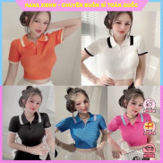 [ÁO CROPTOP] Áo Len Nữ Mỏng Dệt Kim Motoghi DÁNG Croptop_ Cổ Đức Viền Đi Làm Cực Tây